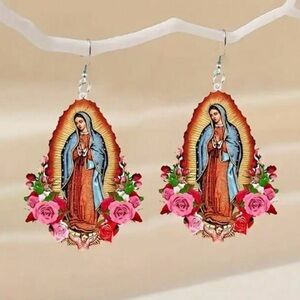 Virgin Mary Floral Earrings